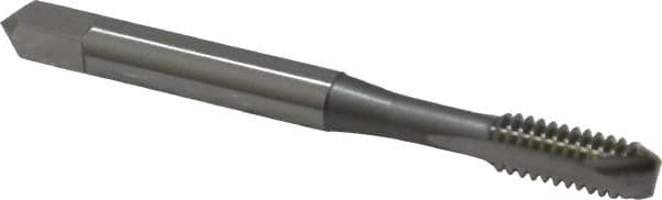 OSG - #12-24 UNC, 2 Flute, Bright Finish, High Speed Steel Spiral Point Tap - Bottoming Chamfer, Right Hand Thread, 2-3/8" OAL, 15/16" Thread Length, 0.22" Shank Diam, 2B/3B Class of Fit, Series 105B - Exact Tooling