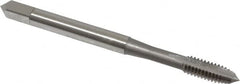 OSG - #8-32 UNC, 2 Flute, Bright Finish, High Speed Steel Spiral Point Tap - Plug Chamfer, Right Hand Thread, 2-1/8" OAL, 3/4" Thread Length, 0.168" Shank Diam, Series 105 - Exact Tooling