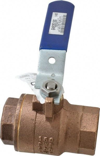 NIBCO - 1-1/2" Pipe, Full Port, Bronze Standard Ball Valve - 2 Piece, Inline - One Way Flow, FNPT x FNPT Ends, Lever Handle, 600 WOG, 150 WSP - Exact Tooling