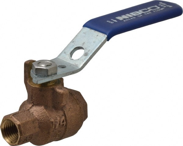 NIBCO - 1/4" Pipe, Full Port, Bronze Standard Ball Valve - 2 Piece, Inline - One Way Flow, FNPT x FNPT Ends, Lever Handle, 600 WOG, 150 WSP - Exact Tooling