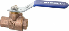 NIBCO - 3/8" Pipe, Full Port, Bronze Standard Ball Valve - 2 Piece, Inline - One Way Flow, FNPT x FNPT Ends, Lever Handle, 600 WOG, 150 WSP - Exact Tooling