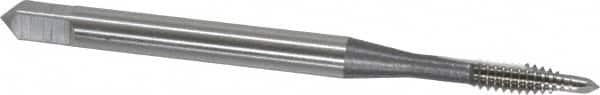 OSG - #4-40 UNC, 2 Flute, Bright Finish, High Speed Steel Spiral Point Tap - Plug Chamfer, Right Hand Thread, 1-7/8" OAL, 9/16" Thread Length, 0.141" Shank Diam, Series 105 - Exact Tooling