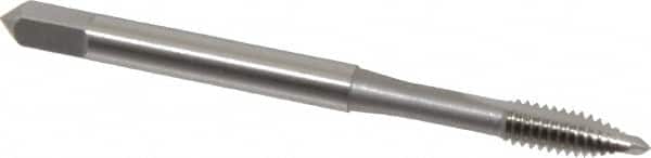 OSG - #8-32 UNC, 2 Flute, Bright Finish, High Speed Steel Spiral Point Tap - Plug Chamfer, Right Hand Thread, 2-1/8" OAL, 3/4" Thread Length, 0.168" Shank Diam, Series 105 - Exact Tooling