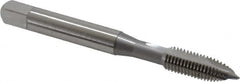 OSG - 1/4-28 UNF, 2 Flute, Bright Finish, High Speed Steel Spiral Point Tap - Plug Chamfer, Right Hand Thread, 2-1/2" OAL, 1" Thread Length, 0.255" Shank Diam, Series 105 - Exact Tooling