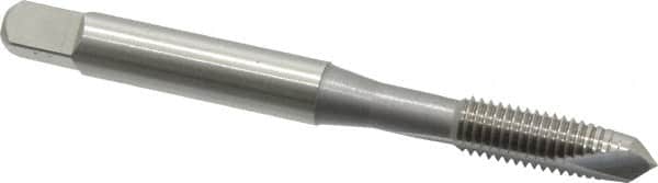OSG - 1/4-28 UNF, 2 Flute, Bright Finish, High Speed Steel Spiral Point Tap - Plug Chamfer, Right Hand Thread, 2-1/2" OAL, 1" Thread Length, 0.255" Shank Diam, Series 105 - Exact Tooling