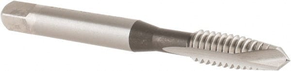 OSG - 1/4-20 UNC, 2 Flute, Bright Finish, High Speed Steel Spiral Point Tap - Plug Chamfer, Right Hand Thread, 2-1/2" OAL, 1" Thread Length, 0.255" Shank Diam, 3B Class of Fit, Series 105 - Exact Tooling