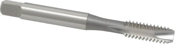 OSG - 5/16-24 UNF, 2 Flute, Bright Finish, High Speed Steel Spiral Point Tap - Bottoming Chamfer, Right Hand Thread, 2-23/32" OAL, 1-1/8" Thread Length, 0.318" Shank Diam, 2B Class of Fit, Series 105B - Exact Tooling