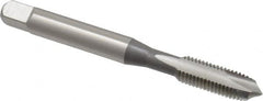 OSG - 1/4-28 UNF, 2 Flute, Bright Finish, High Speed Steel Spiral Point Tap - Plug Chamfer, Right Hand Thread, 2-1/2" OAL, 1" Thread Length, 0.255" Shank Diam, 3B Class of Fit, Series 105 - Exact Tooling