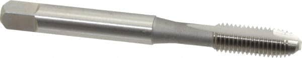 OSG - 1/4-28 UNF, 2 Flute, Bright Finish, High Speed Steel Spiral Point Tap - Bottoming Chamfer, Right Hand Thread, 2-1/2" OAL, 1" Thread Length, 0.255" Shank Diam, 3B Class of Fit, Series 105B - Exact Tooling