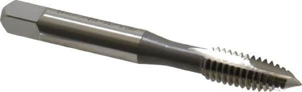 OSG - 5/16-18 UNC, 2 Flute, Bright Finish, High Speed Steel Spiral Point Tap - Plug Chamfer, Right Hand Thread, 2-23/32" OAL, 1-1/8" Thread Length, 0.318" Shank Diam, 3B Class of Fit, Series 105 - Exact Tooling