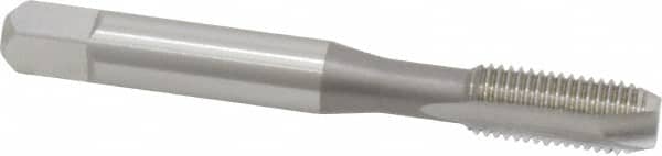 OSG - 5/16-24 UNF, 2 Flute, Bright Finish, High Speed Steel Spiral Point Tap - Bottoming Chamfer, Right Hand Thread, 2-23/32" OAL, 1-1/8" Thread Length, 0.318" Shank Diam, 3B Class of Fit, Series 105B - Exact Tooling