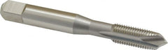 OSG - 3/8-24 UNF, 3 Flute, Bright Finish, High Speed Steel Spiral Point Tap - Plug Chamfer, Right Hand Thread, 2-15/16" OAL, 1-1/4" Thread Length, 0.381" Shank Diam, 3B Class of Fit, Series 105 - Exact Tooling