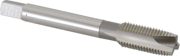 OSG - 7/16-20 UNF, 3 Flute, Bright Finish, High Speed Steel Spiral Point Tap - Plug Chamfer, Right Hand Thread, 3-5/32" OAL, 1-7/16" Thread Length, 0.323" Shank Diam, Series 105 - Exact Tooling