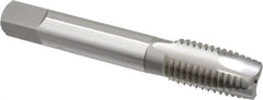 OSG - 3/4-10 UNC, 3 Flute, Bright Finish, High Speed Steel Spiral Point Tap - Plug Chamfer, Right Hand Thread, 4-1/4" OAL, 2" Thread Length, 0.59" Shank Diam, Series 105 - Exact Tooling