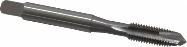 OSG - 1/4-28 UNF, 3 Flute, Bright Finish, High Speed Steel Spiral Point Tap - Plug Chamfer, Right Hand Thread, 2-1/2" OAL, 1" Thread Length, 0.255" Shank Diam, 2B Class of Fit, Series 105 - Exact Tooling
