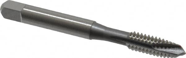 OSG - 1/4-20 UNC, 3 Flute, Bright Finish, High Speed Steel Spiral Point Tap - Plug Chamfer, Right Hand Thread, 2-1/2" OAL, 1" Thread Length, 0.255" Shank Diam, 2B Class of Fit, Series 105 - Exact Tooling