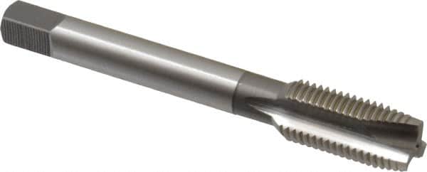 OSG - 7/16-20 UNF, 3 Flute, Bright Finish, High Speed Steel Spiral Point Tap - Plug Chamfer, Right Hand Thread, 3-5/32" OAL, 1-7/16" Thread Length, 0.323" Shank Diam, Series 105 - Exact Tooling