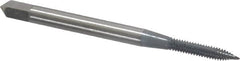 OSG - #3-48 UNC, 2 Flute, elektraLUBE Finish, High Speed Steel Spiral Point Tap - Plug Chamfer, Right Hand Thread, 1-13/16" OAL, 1/2" Thread Length, Series 105 - Exact Tooling