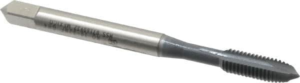 OSG - #10-32 UNF, 2 Flute, elektraLUBE Finish, High Speed Steel Spiral Point Tap - Plug Chamfer, Right Hand Thread, 2-3/8" OAL, 7/8" Thread Length, Series 105 - Exact Tooling