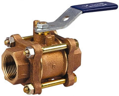 NIBCO - 2" Pipe, Full Port, Bronze Standard Ball Valve - 3 Piece, Inline - One Way Flow, FNPT x FNPT Ends, Locking Lever Handle, 600 WOG, 150 WSP - Exact Tooling