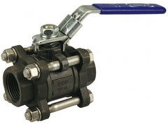 NIBCO - 1/4" Pipe, Full Port, Carbon Steel Standard Ball Valve - 3 Piece, Inline - One Way Flow, FNPT x FNPT Ends, Locking Lever Handle, 1,000 WOG - Exact Tooling