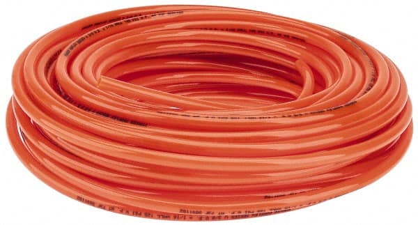 Parker - 1/4" ID x 3/8" OD, 1/16" Wall Thickness, 100' Long, Polyurethane Tube - Orange, 125 Max psi, 90 - 95 Shore A Hardness, -40 to 180°F - Exact Tooling