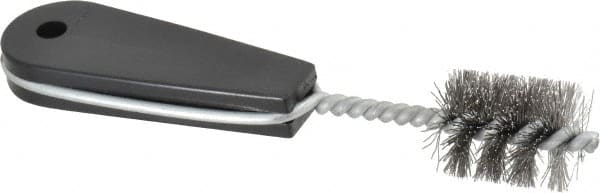 Value Collection - 1-1/4" Long x 1" Diam Steel Hand Pipe Brush - Single Spiral, 160mm OAL, 0.25" Wire Diam, 0.213" Shank Diam - Exact Tooling