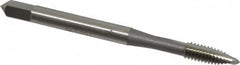 OSG - #8-32 UNC, 2 Flute, Bright Finish, High Speed Steel Spiral Point Tap - Plug Chamfer, Right Hand Thread, 2-1/8" OAL, 3/4" Thread Length, 0.168" Shank Diam - Exact Tooling