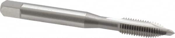OSG - 1/4-28 UNF, 2 Flute, Bright Finish, High Speed Steel Spiral Point Tap - Plug Chamfer, Right Hand Thread, 2-1/2" OAL, 1" Thread Length, 0.255" Shank Diam - Exact Tooling
