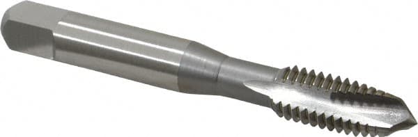 OSG - 3/8-16 UNC, 3 Flute, Bright Finish, High Speed Steel Spiral Point Tap - Plug Chamfer, Right Hand Thread, 2-15/16" OAL, 1-1/4" Thread Length, 0.381" Shank Diam - Exact Tooling
