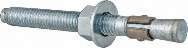 Red Head - 3/8 Inch Diameter, 3/8-16 Inch Thread, 3-3/4 Inch Overall Length, Grade 3, Wedge Expansion Concrete Anchor - Steel, Zinc Plated, 2-1/2 Inch Thread Length, Tie Wire Head, 3/8 Inch Drill - Exact Tooling