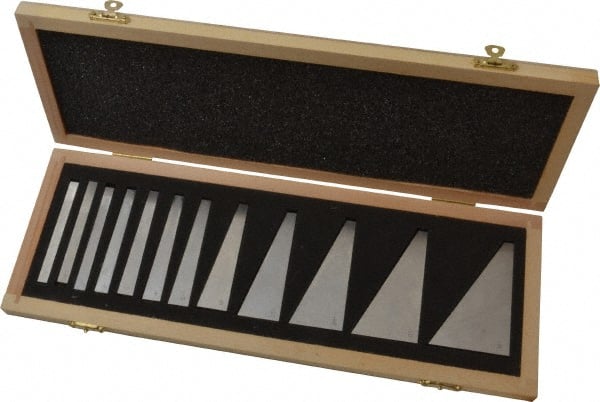 Fowler - 0.25 to 30° Angle, 3 Inch Long, Angle Block Set - 0.25 Inch Thick, 30 Arc Second Accuracy, Includes Fitted Case, 12 Pieces - Exact Tooling