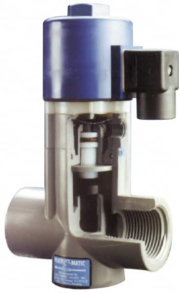 Plast-O-Matic - Direct Acting Universal, PVC Solenoid Valve - Normally Closed, Viton Seal - Exact Tooling