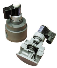 Plast-O-Matic - 2" Port, Pilot Operated, PVC Solenoid Valve - Normally Closed, Viton Seal - Exact Tooling