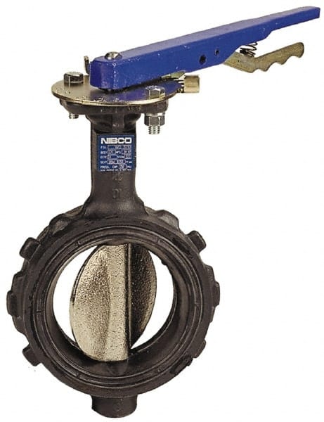 NIBCO - 2-1/2" Pipe, Wafer Butterfly Valve - Lever Handle, Ductile Iron Body, EPDM Seat, 250 WOG, Ductile Iron Disc, Stainless Steel Stem - Exact Tooling