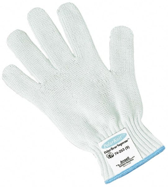 Ansell - Size M (8), ANSI Cut Lvl 5, Abrasion Lvl 3, Stainless Steel Cut Resistant Gloves - Stainless Steel/Synthetic Fiber Lining, Knit Wrist, White, Ambidextrous - Exact Tooling