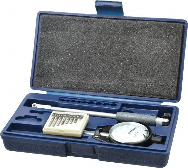 Fowler - 8 Anvil, 0.7 to 1-1/2" Dial Bore Gage - 0.0005" Graduation, Carbide Anvil - Exact Tooling