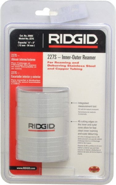 Ridgid - 1/2 to 2 Pipe Capacity, Inner Outer Reamer - Cuts Copper, Aluminium, and Thin Walled Stainless Steel Tubes - Exact Tooling
