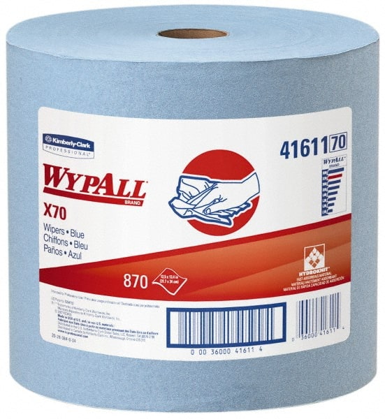 WypAll - X70 Dry Shop Towel/Industrial Wipes - Jumbo Roll, 13-3/8" x 12-1/2" Sheet Size, Blue - Exact Tooling