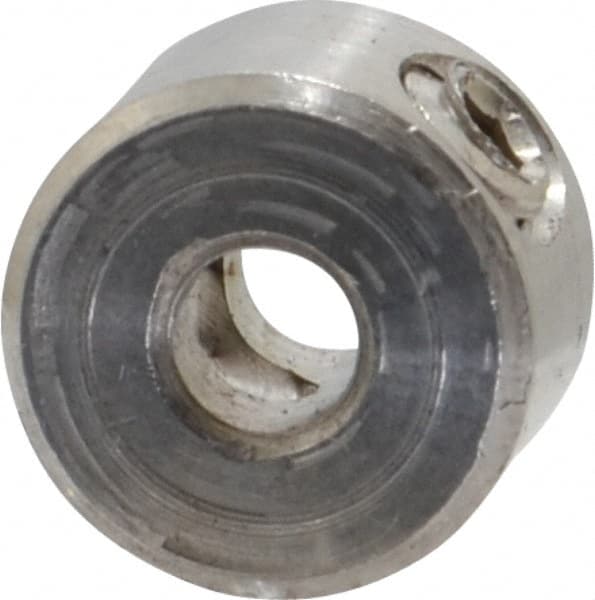 Climax Metal Products - 1/8" Bore, Stainless Steel, Set Screw Solid Set Screw Collars - 3/8" Outside Diam, 1/4" Wide - Exact Tooling
