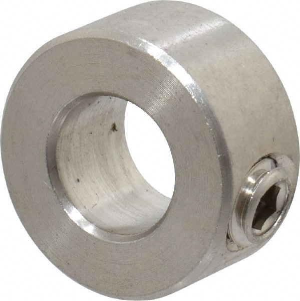 Climax Metal Products - 3/8" Bore, Stainless Steel, Set Screw Solid Set Screw Collars - 3/4" Outside Diam, 3/8" Wide - Exact Tooling