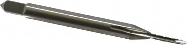 OSG - #00-96 UNS, 2 Flute, Bright Finish, High Speed Steel Spiral Point Tap - Plug Chamfer, Right Hand Thread, 1-9/16" OAL, 1/4" Thread Length, 0.141" Shank Diam, Series S110 - Exact Tooling