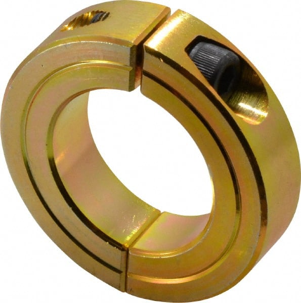 Climax Metal Products - 1-1/4" Bore, Steel, Two Piece Clamping Shaft Collar - 2-1/16" Outside Diam, 1/2" Wide - Exact Tooling