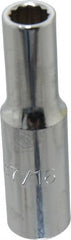Proto - 7/16", 1/2" Drive, Deep Hand Socket - 12 Points, 3-1/4" OAL, Chrome Finish - Exact Tooling