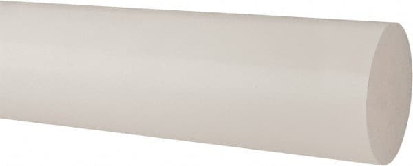 Made in USA - 1' Long, 4" Diam, Polypropylene Plastic Rod - Natural (Color) - Exact Tooling