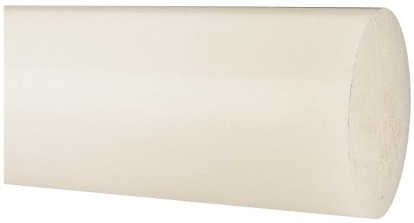 Made in USA - 3' Long, 4" Diam, Polypropylene Plastic Rod - Natural (Color) - Exact Tooling
