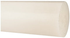 Made in USA - 3' Long, 4" Diam, Polypropylene Plastic Rod - Natural (Color) - Exact Tooling