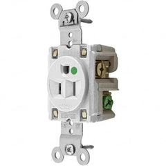 Hubbell Wiring Device-Kellems - 125V 15A NEMA 5-15R Hospital Grade White Straight Blade Single Receptacle - Exact Tooling
