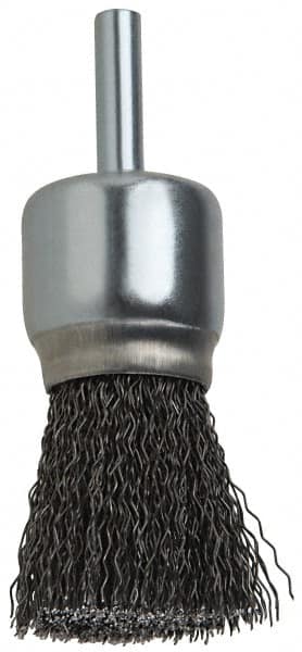 DeWALT - 8" OD, 1/2" Arbor Hole, Crimped Steel Wheel Brush - 1" Face Width, 0.014" Filament Diam, 4,000 RPM - Exact Tooling