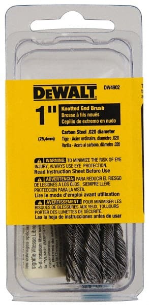 DeWALT - 1" Brush Diam, Knotted, End Brush - 1/4" Diam Shank, 20,000 Max RPM - Exact Tooling